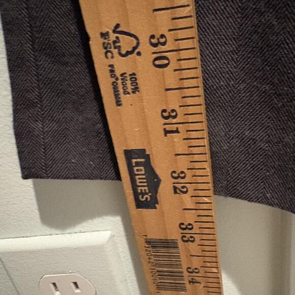 Abercrombie & Fitch Pants Womens Large Long Gray Herringbone Wide Leg Pleated - Picture 9 of 13